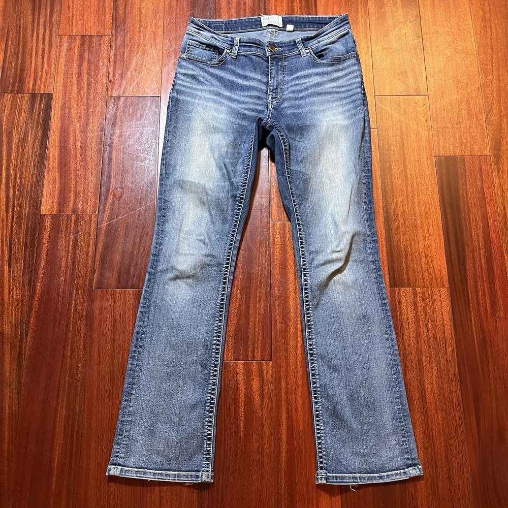 BKE Jeans Womens 29x31.5 (31x30) Tailored Bootcut Blue Medium Wash Fade Grunge